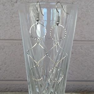 Trendy Diamond Cut Square and Circle Earrings